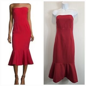 NEW DO+BE Red Mermaid Strapless Sweetheart Neck Sexy Dress Size Large